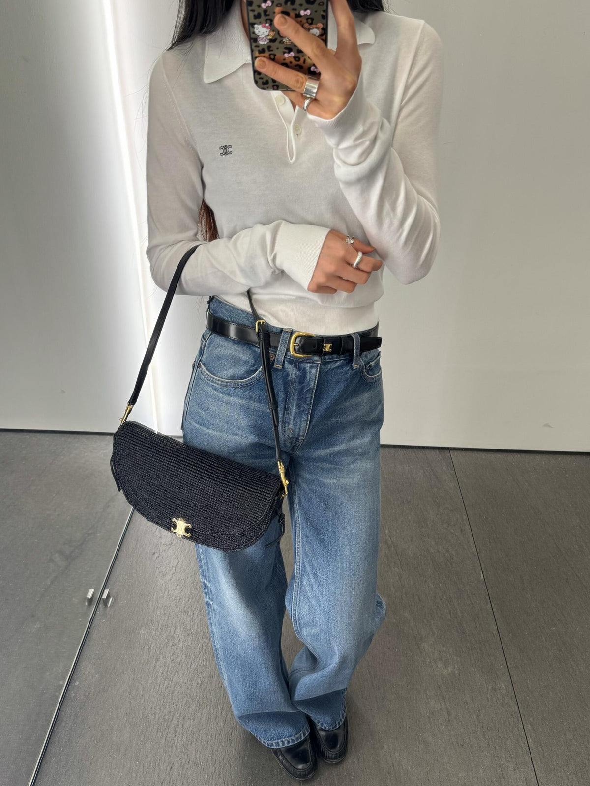 Celine 2026 Long-Sleeved Polo Shirt White Cotton 430364