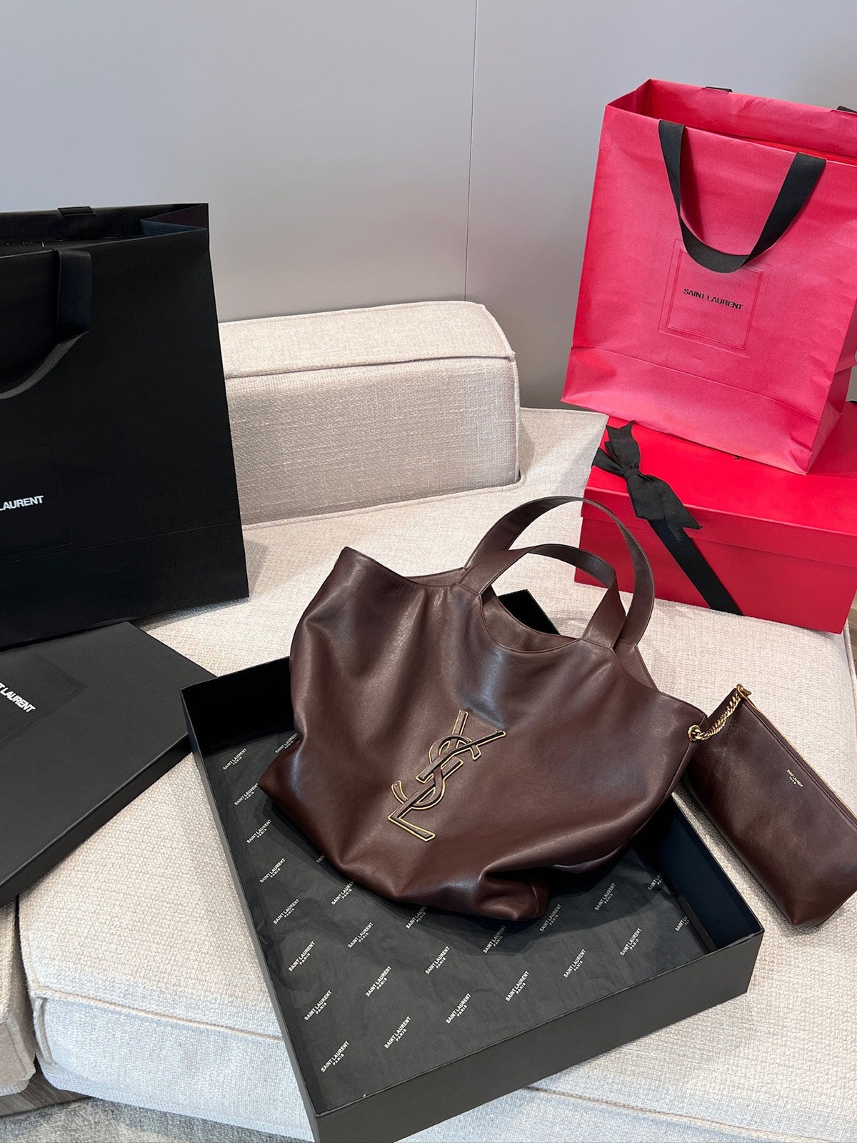YSL 2026 Icare Maxi Tote Bag 55cm Smooth Leather