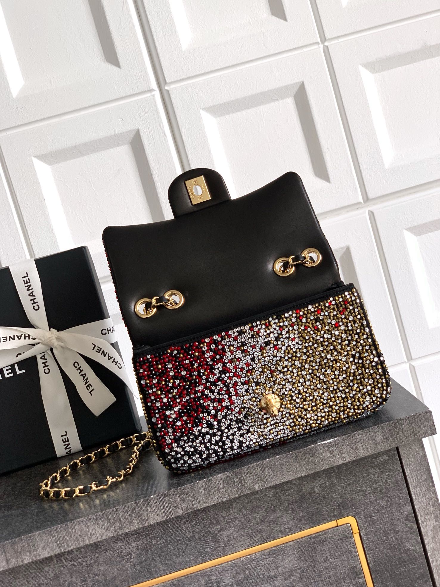 CC Classic Flap Bag  full diamond mutilcolor calfskin