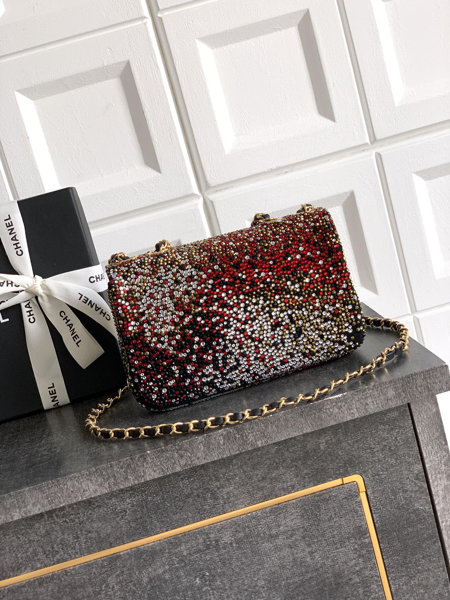 CC Classic Flap Bag  full diamond mutilcolor calfskin