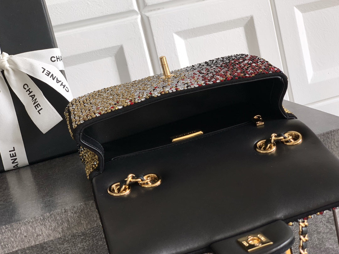 CC Classic Flap Bag  full diamond mutilcolor calfskin