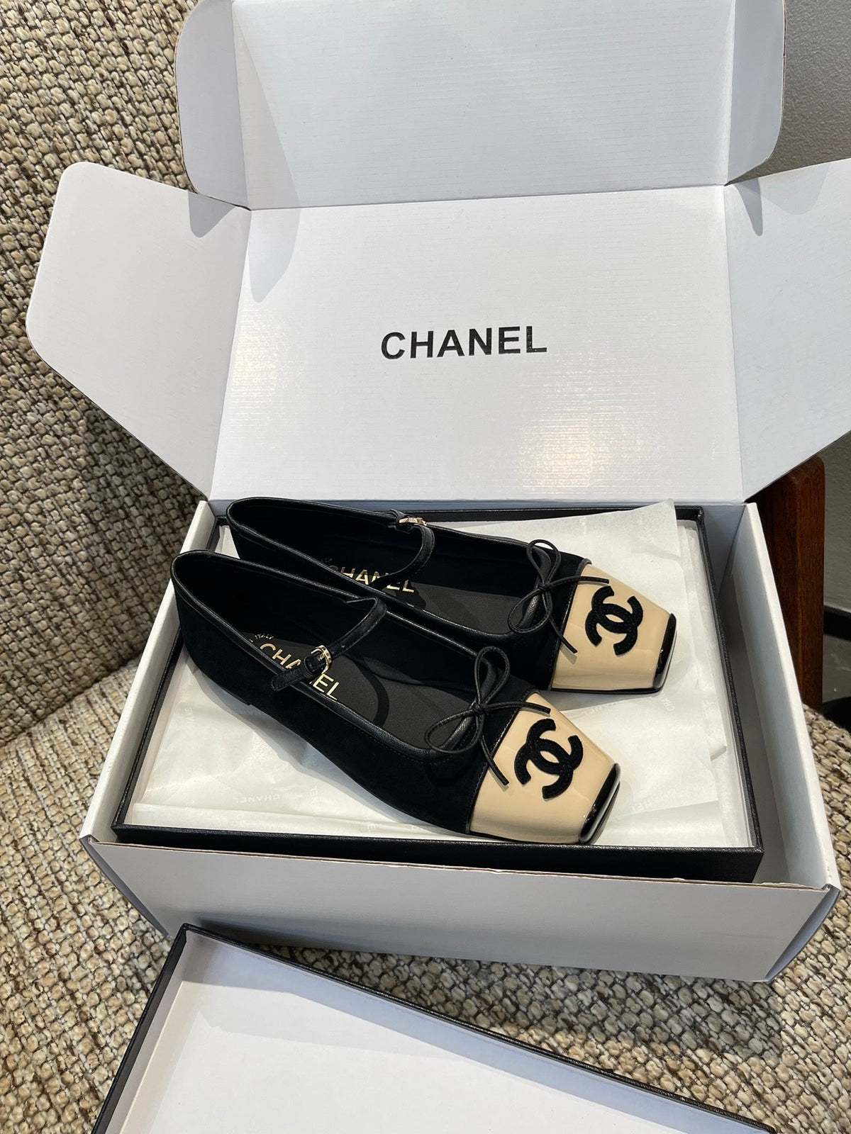 Chanel 2026 Square-Toe Ballet Flat Suede Leather 175456