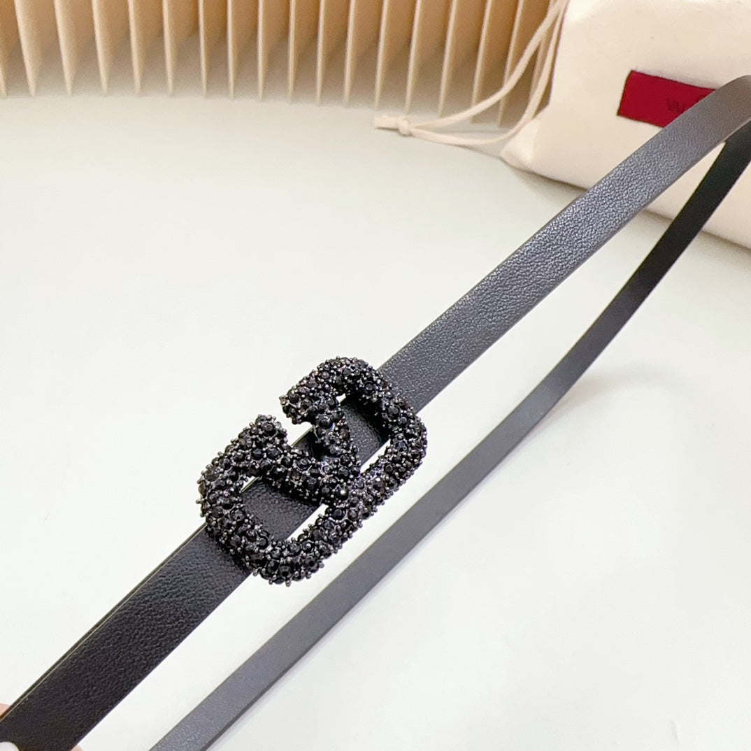 VL Belt 8mm Buckle Black Diamond Leather Black