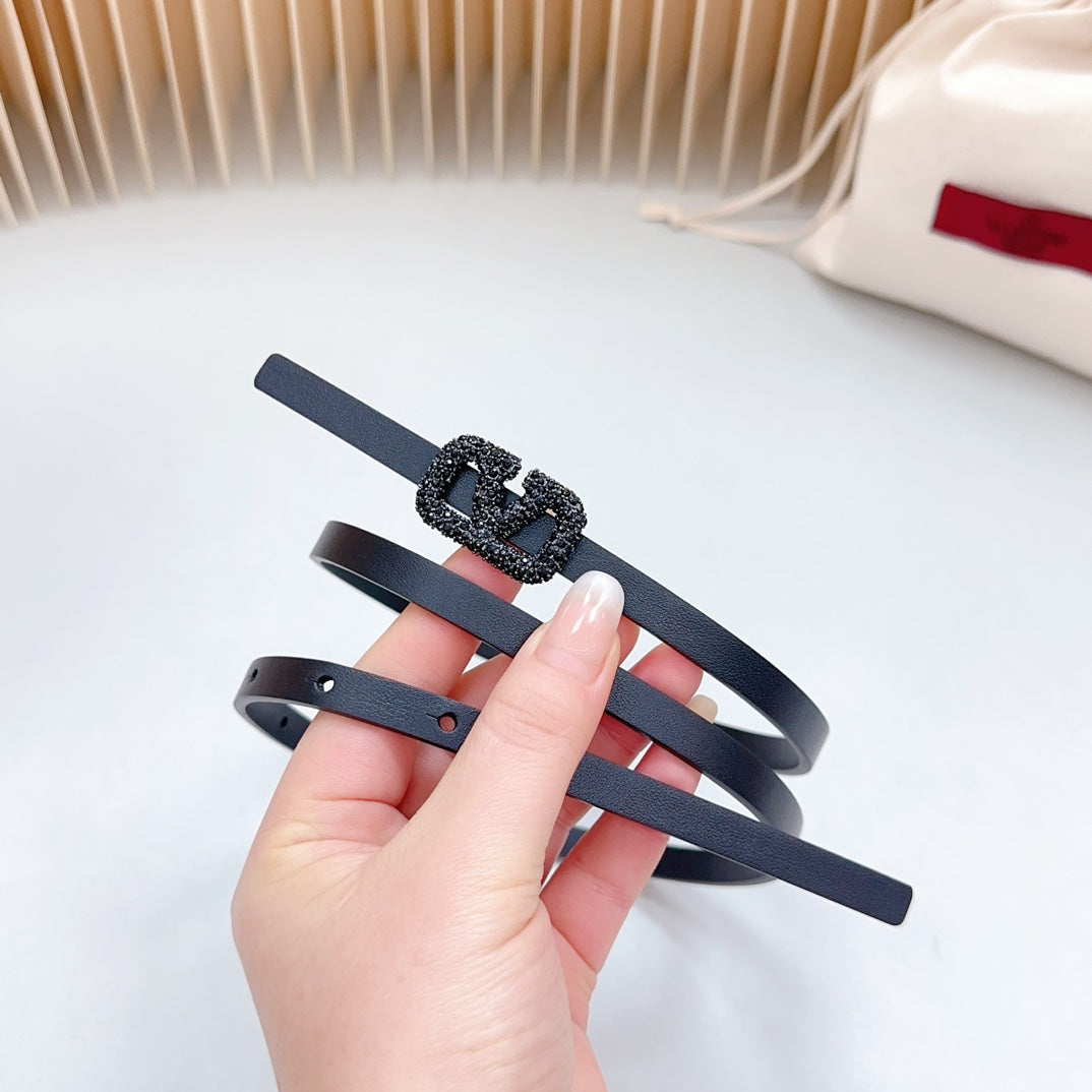 VL Belt 8mm Buckle Black Diamond Leather Black