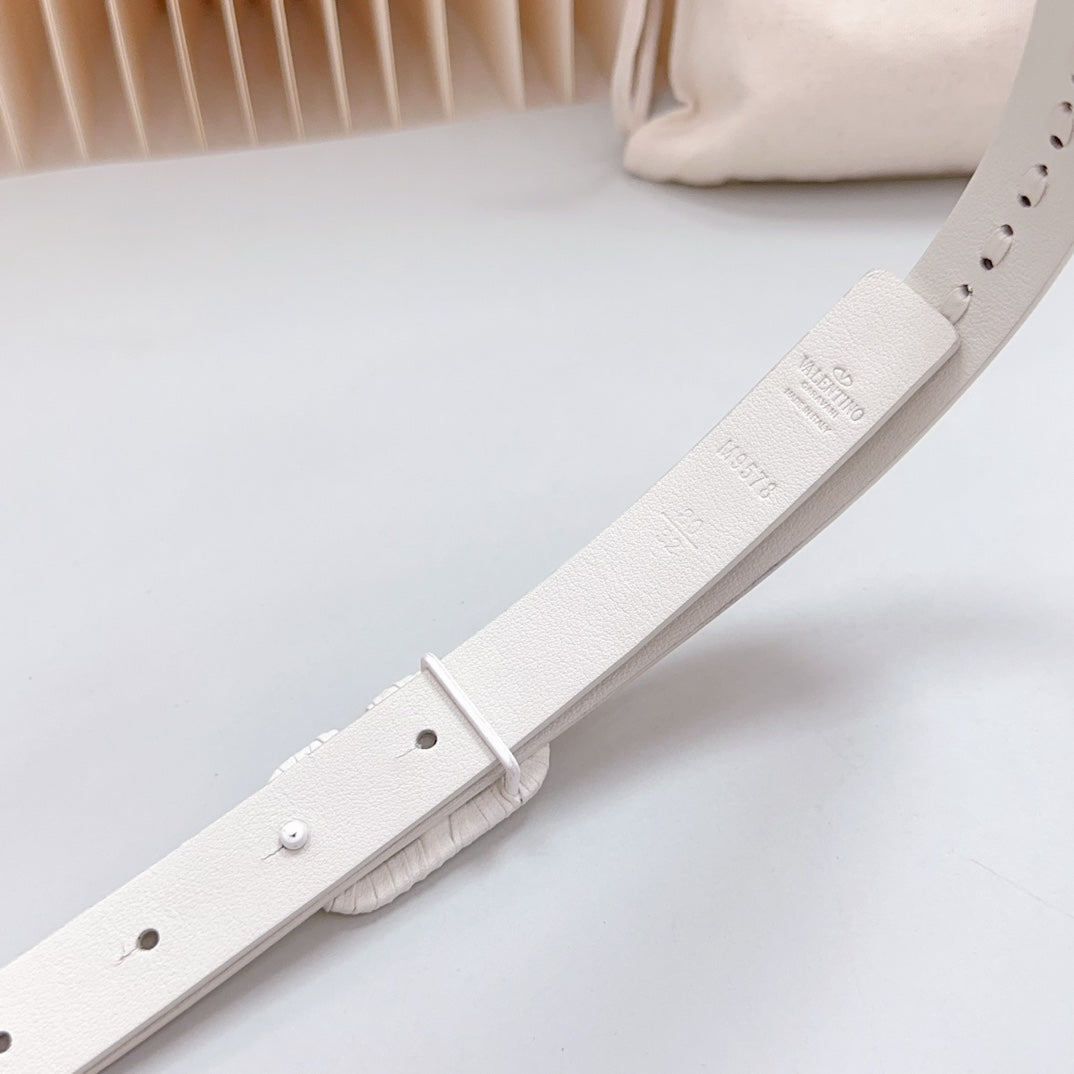 Vlogo White Leather Buckle 20mm White Belt