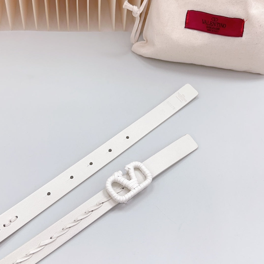 Vlogo White Leather Buckle 20mm White Belt
