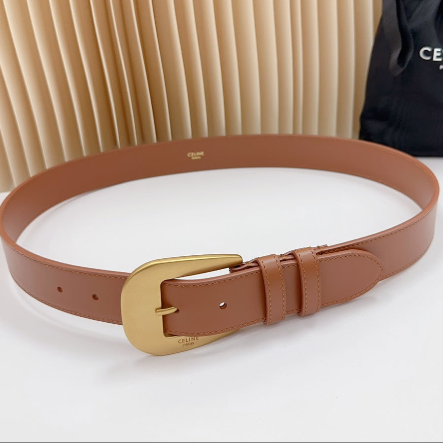 CEL Gold Western 35mm Belt Brown Cowhide 175053