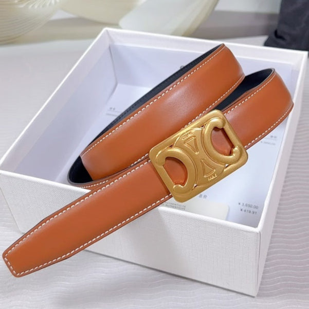 CEL Gold Buckle Belt  25mm Brown Calfskin 178254