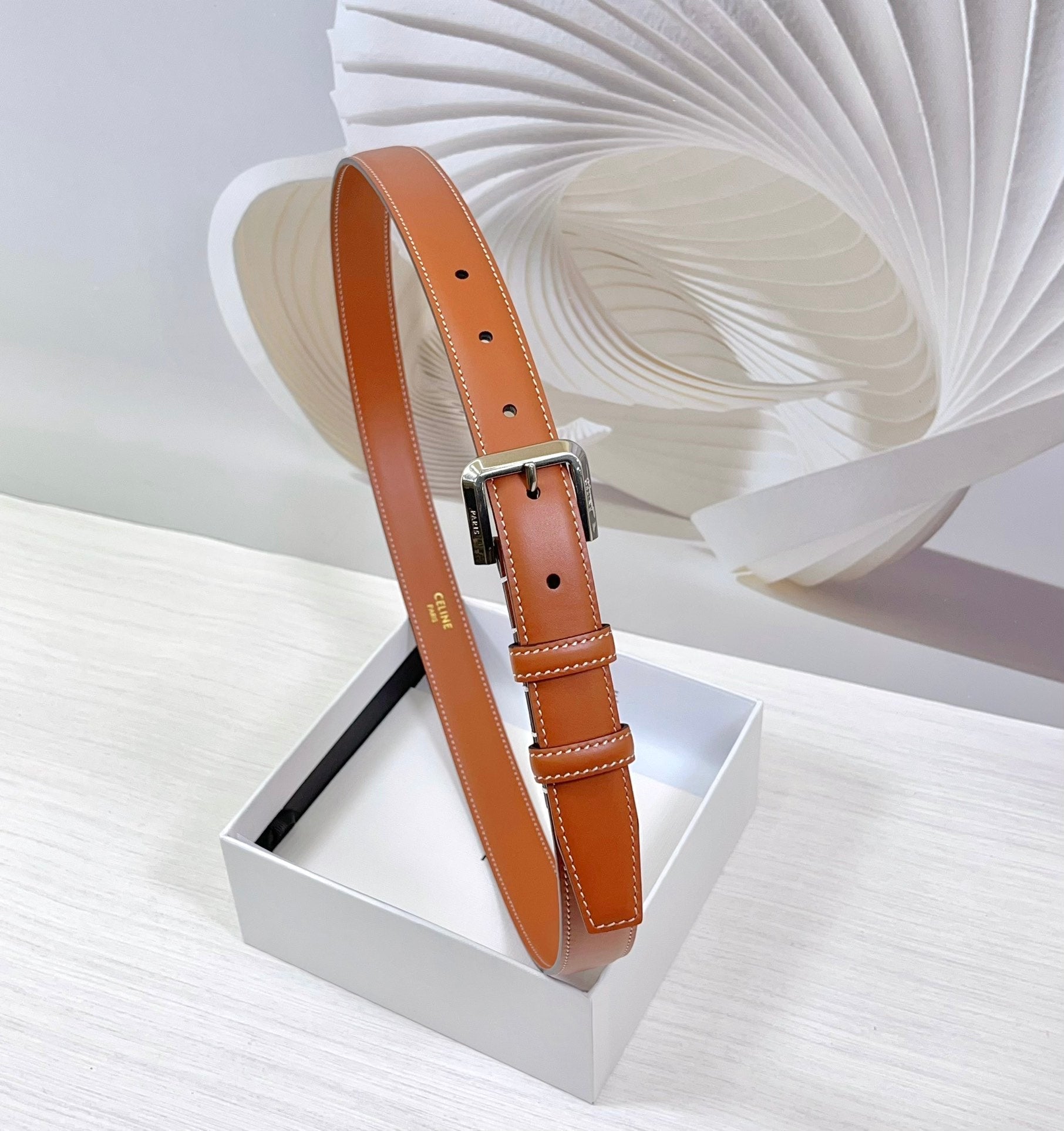 CEL Silver Western 25mm Belt Brown Cowhide 181046