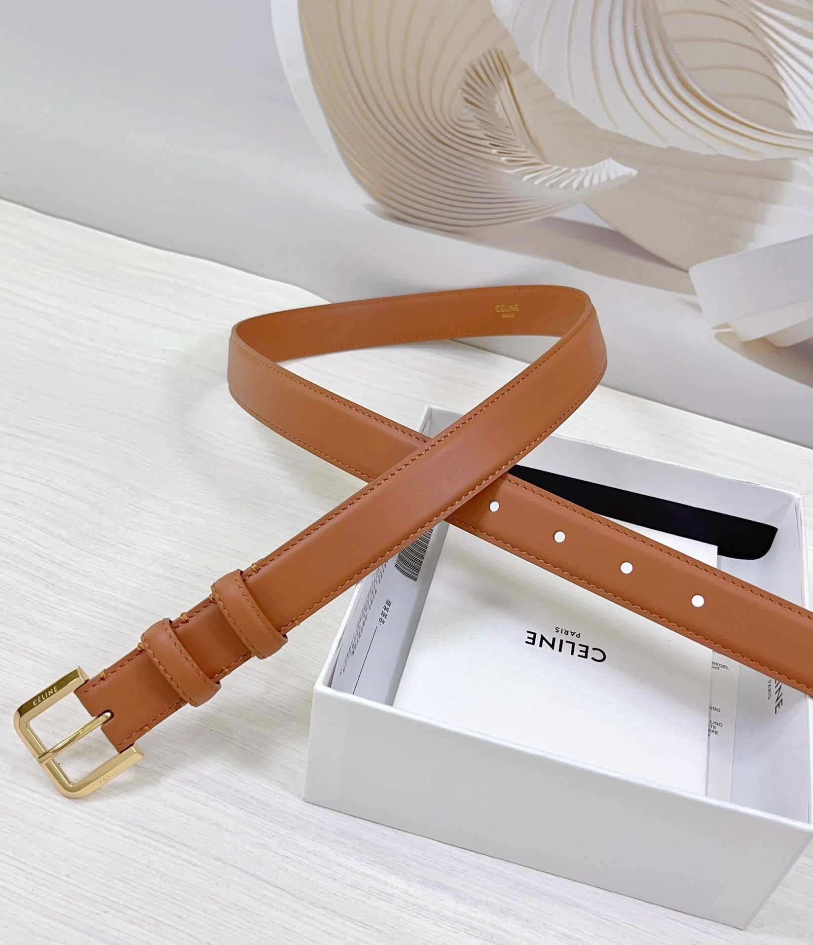 CEL Gold Western 25mm Belt Brown Cowhide 181043