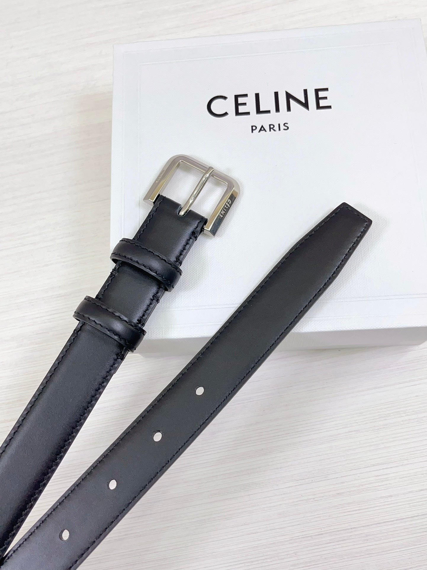 CEL Silver Western 25mm Belt Black Cowhide 181042