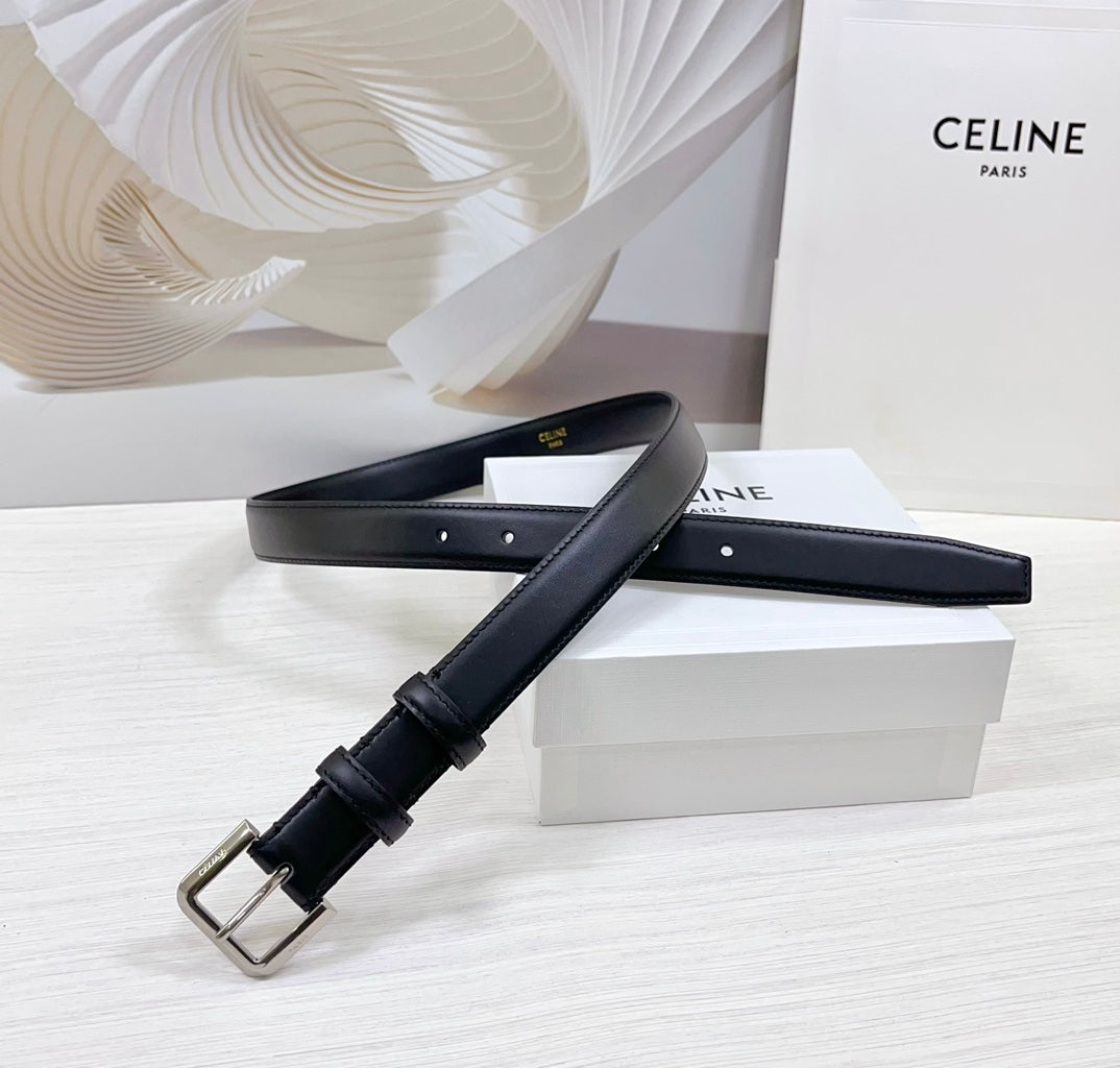 CEL Silver Western 25mm Belt Black Cowhide 181042