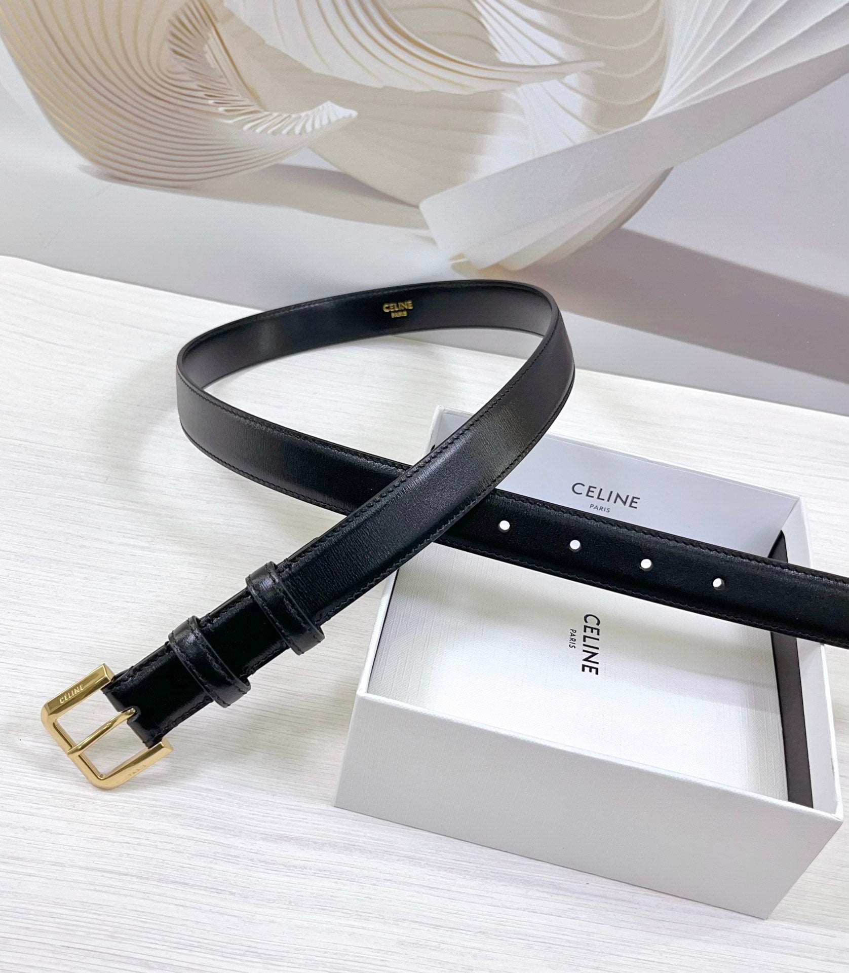 CEL Gold Western 25mm Belt Black Cowhide 181040