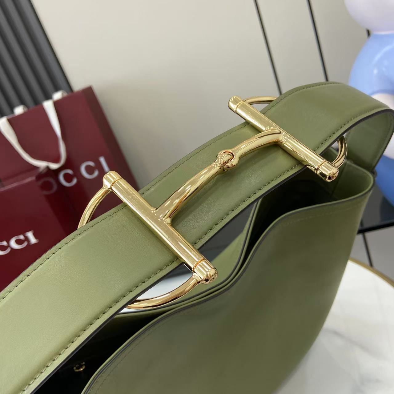 Gucci 25 Beatrix Handbag 40cm Green Smooth Cowhide 292565