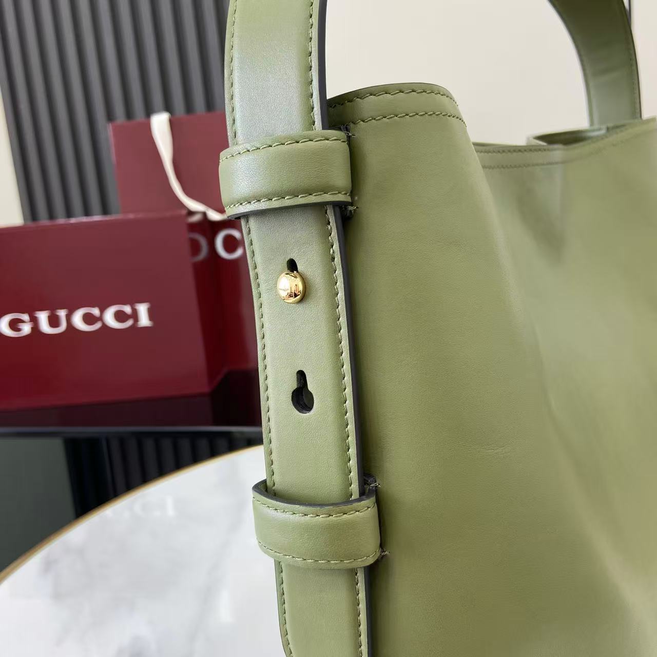 Gucci 25 Beatrix Handbag 40cm Green Smooth Cowhide 292565