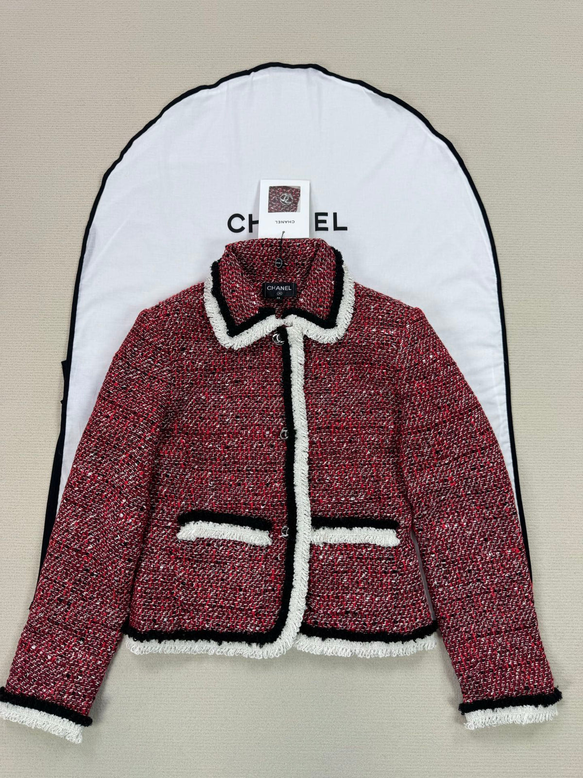Chanel 2026 Cropped Jacket Red Tweed