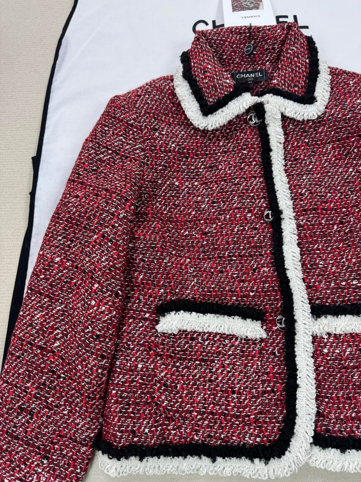 Chanel 2026 Cropped Jacket Red Tweed
