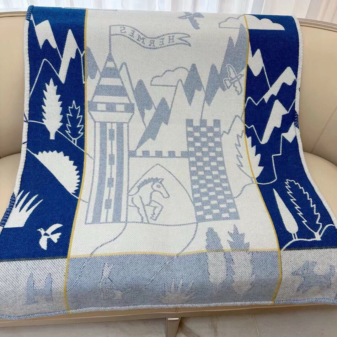 HM Avalon Epopee Blanket Blue Cashmere Wool 524202