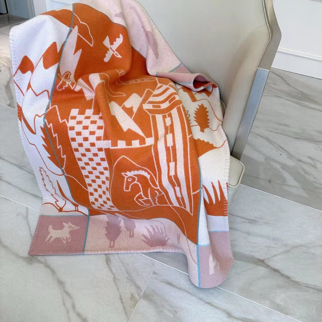 HM Avalon Epopee Blanket Orange Cashmere Wool 524203