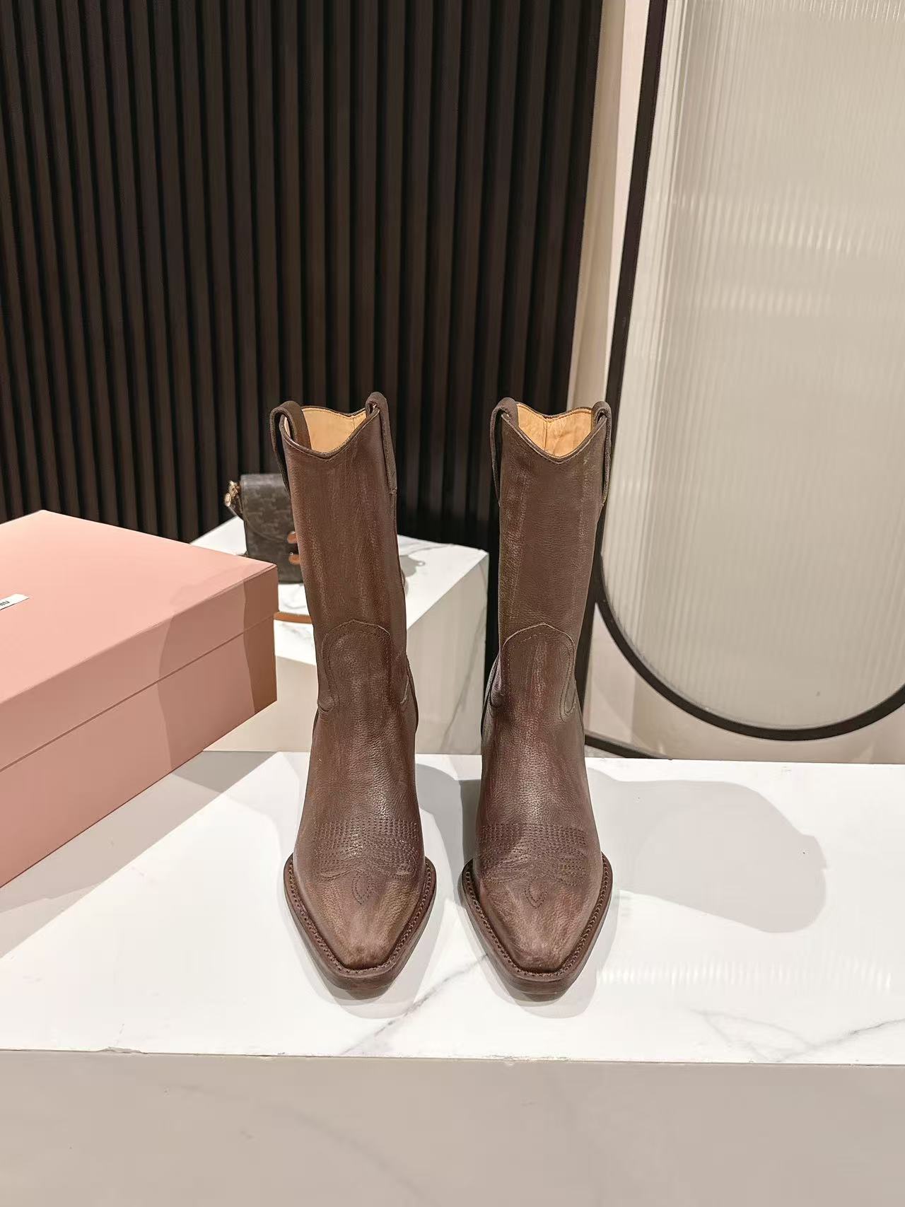 Miu Miu 2026 Cowboy Boots Suede Leather 981850