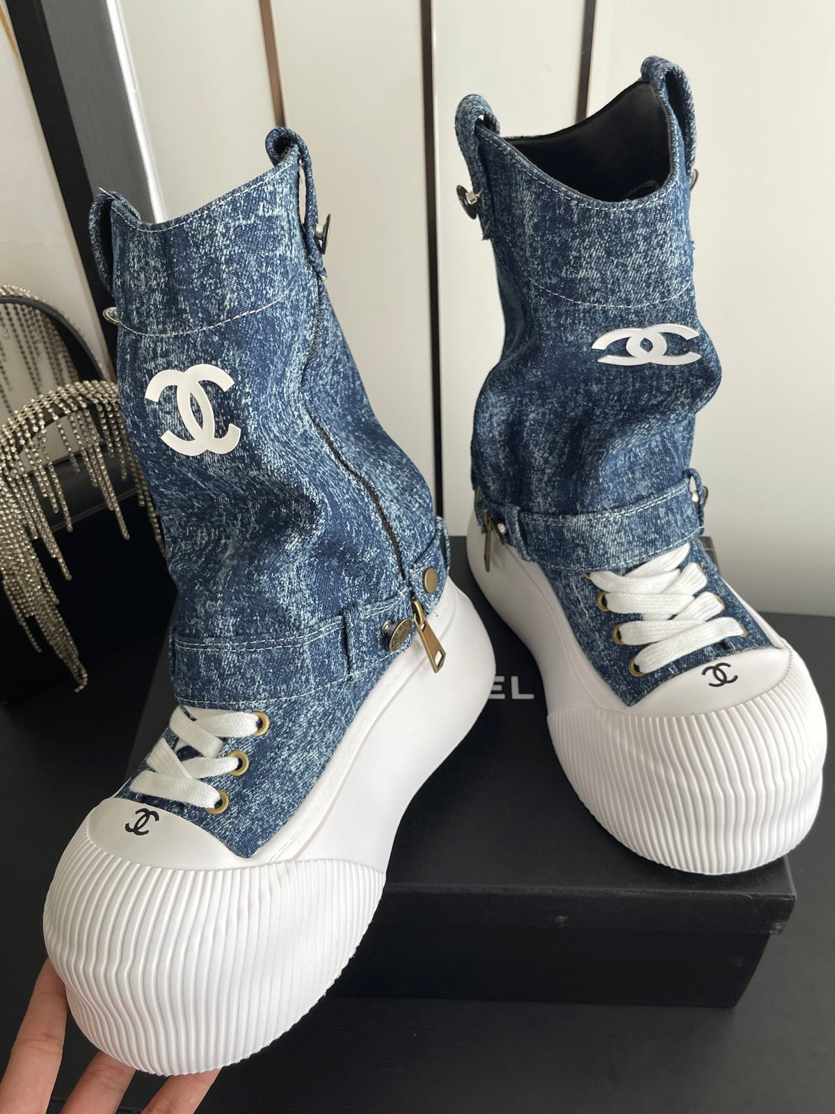 Chanel 2026 Chunky Ankle Boots Denim 176744
