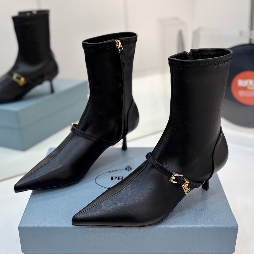 Prada 2026 Pointed Toe Boots 55mm Sheepskin 166180