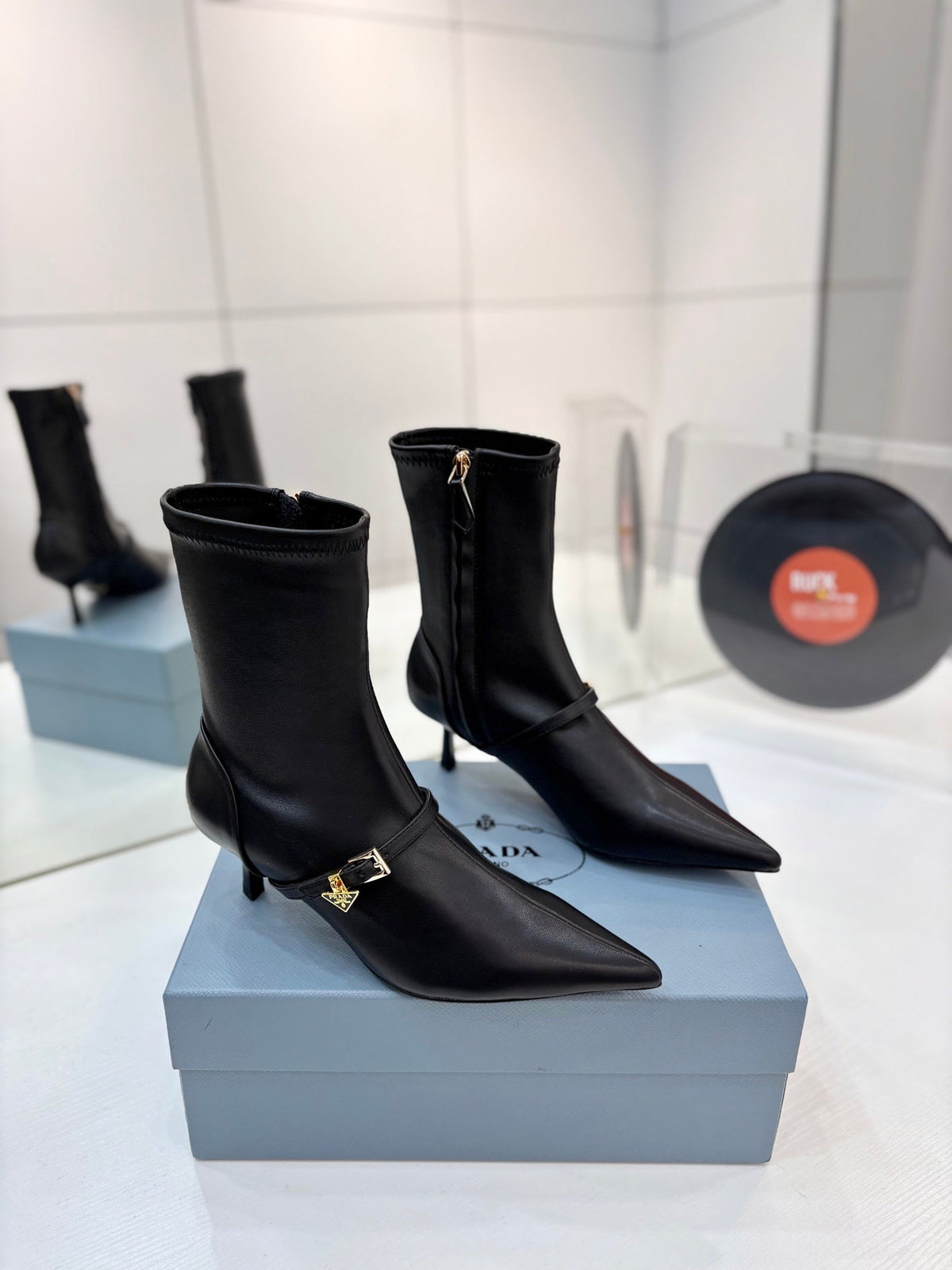 Prada 2026 Pointed Toe Boots 55mm Sheepskin 166180