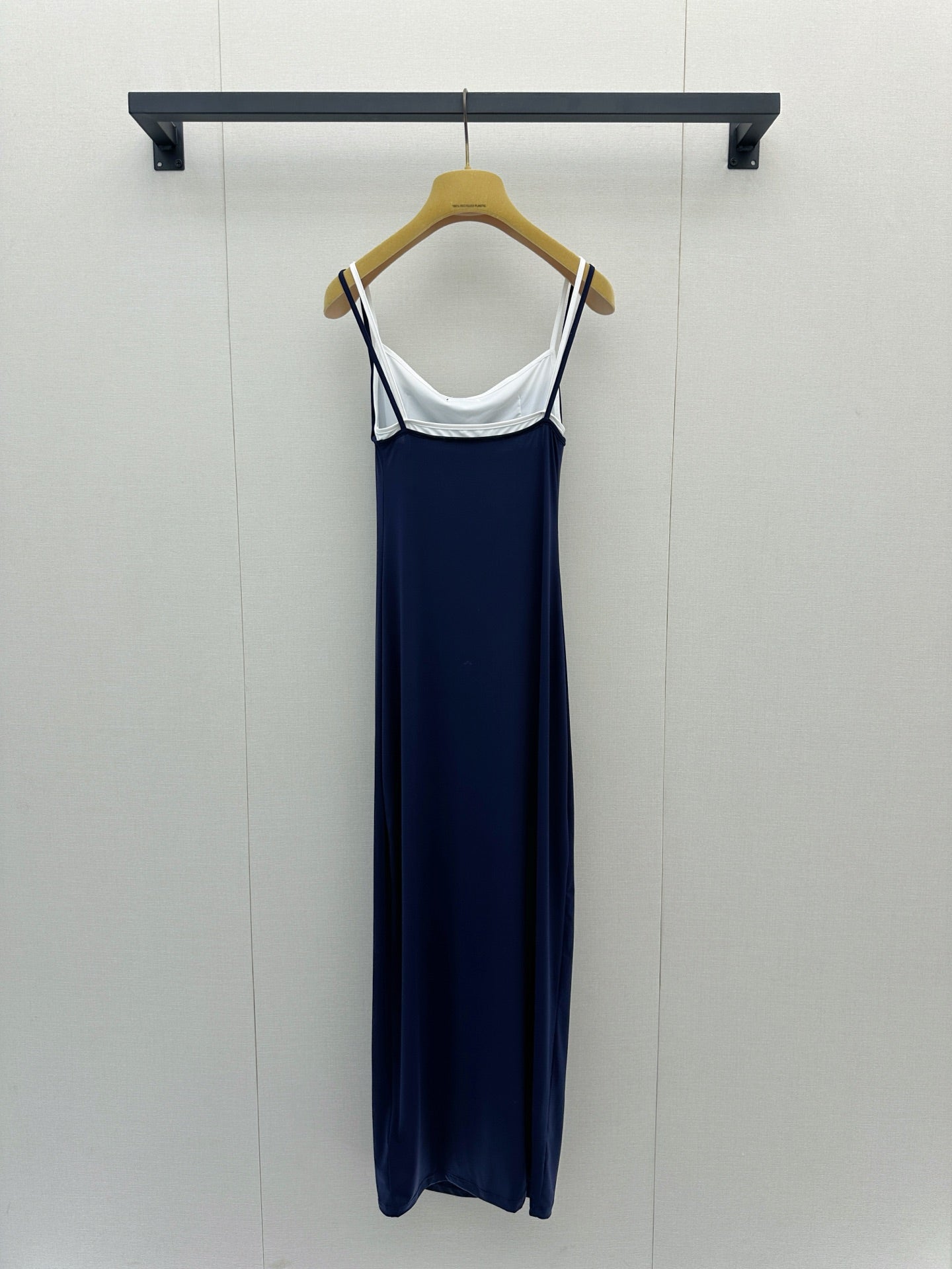 MiuMiu 2026 Slip Dress Navy White Cotton 648439