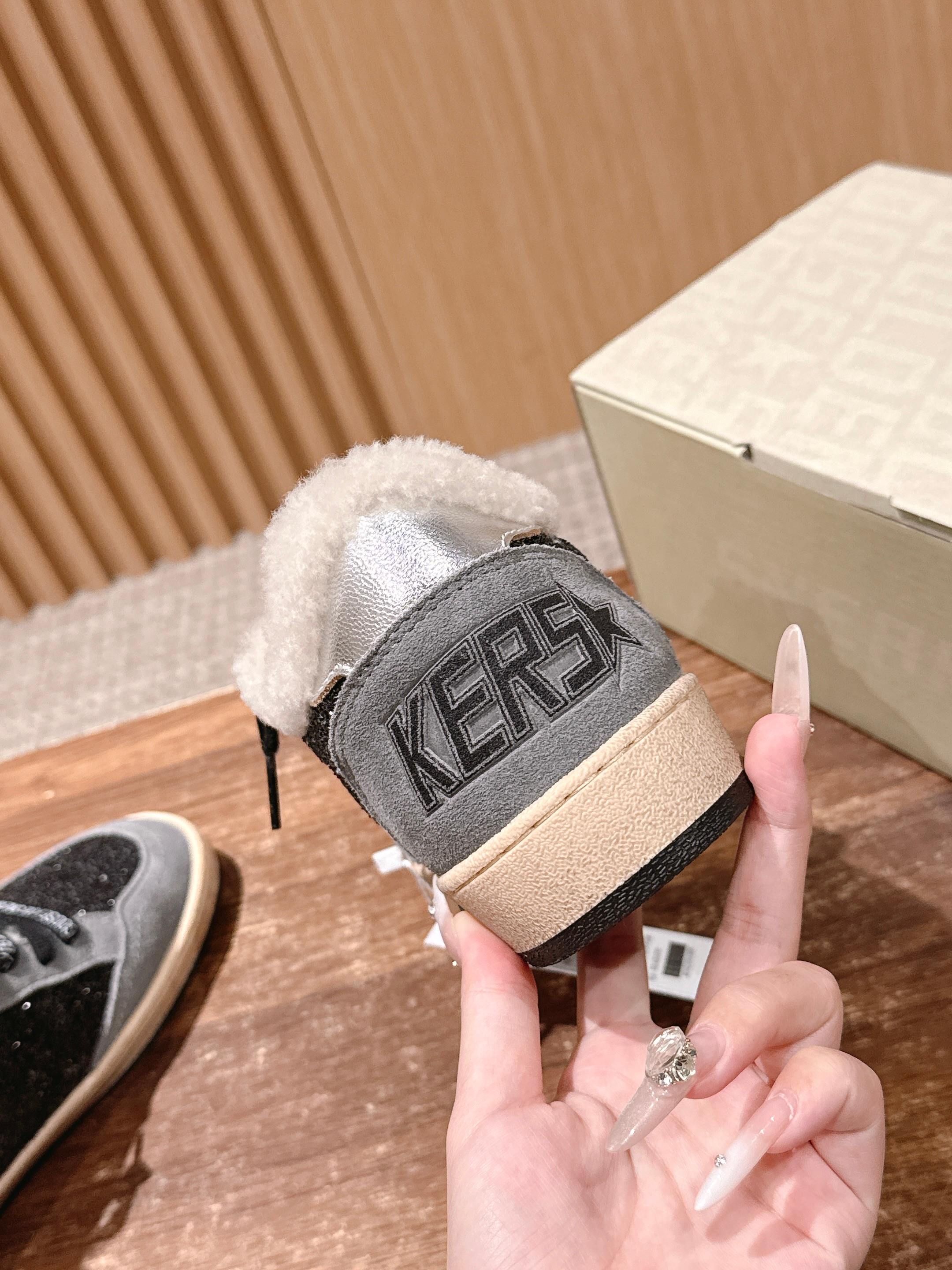 Golden Goose 2025 Wool-Lined Dirty Sneaker Light Gray mix Black Suede 444261