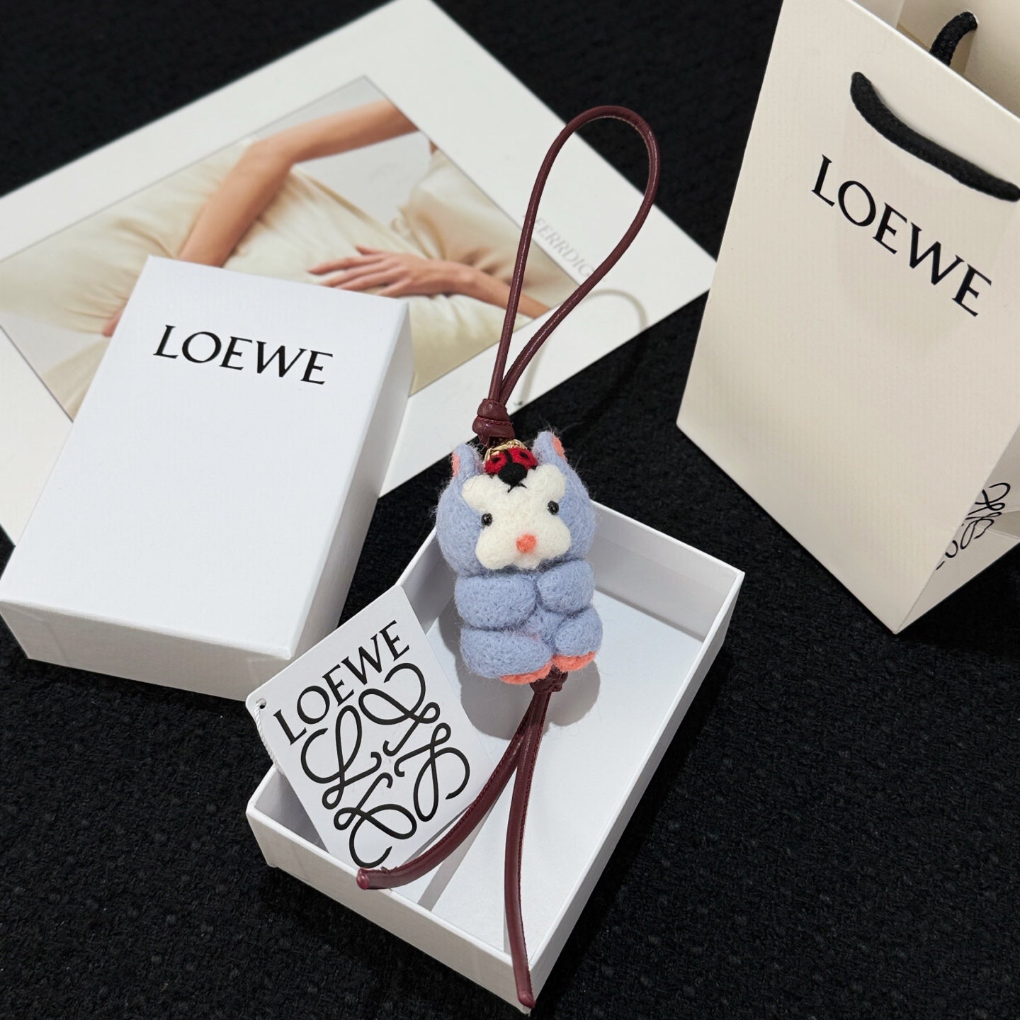 Loewe x Suna Fujita Hamster Blue White Charm Gray Felt and Calf