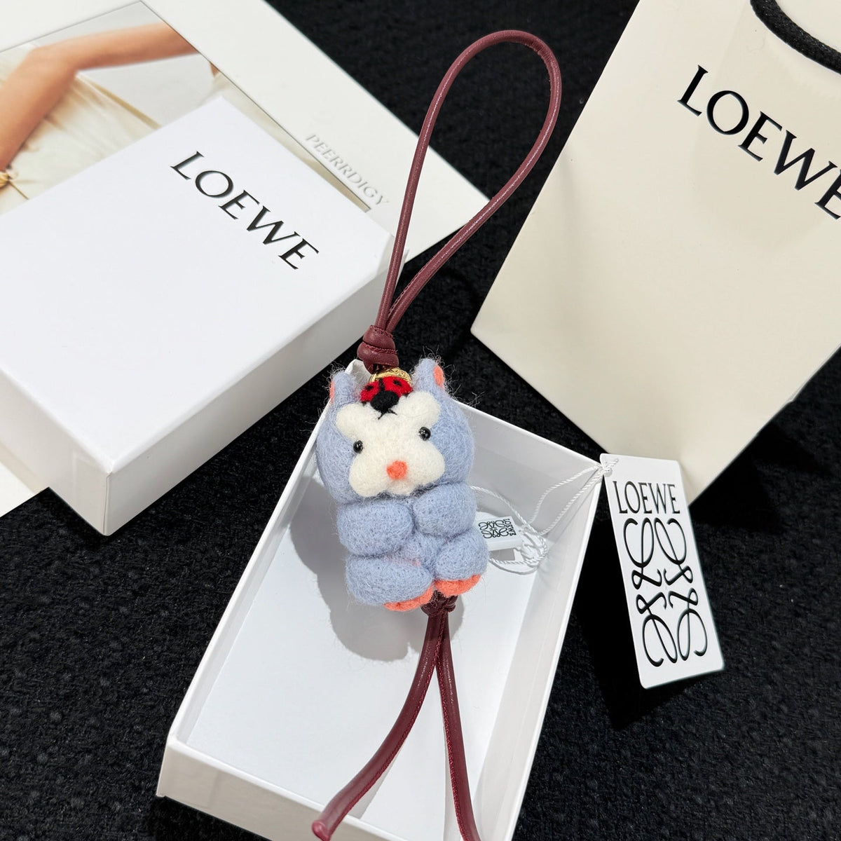 Loewe x Suna Fujita Hamster Blue White Charm Gray Felt and Calf