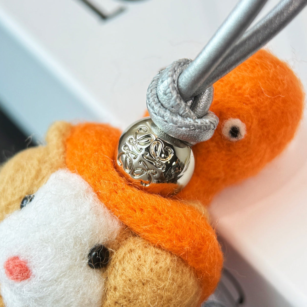 Loewe Hamster And Octopus Charm Orange Beige Felt and Calf