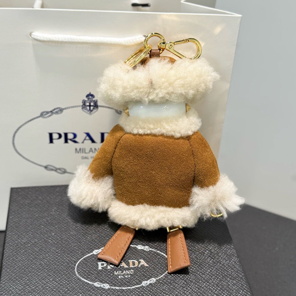 Prada Soft Robot Shearling Bag Charm