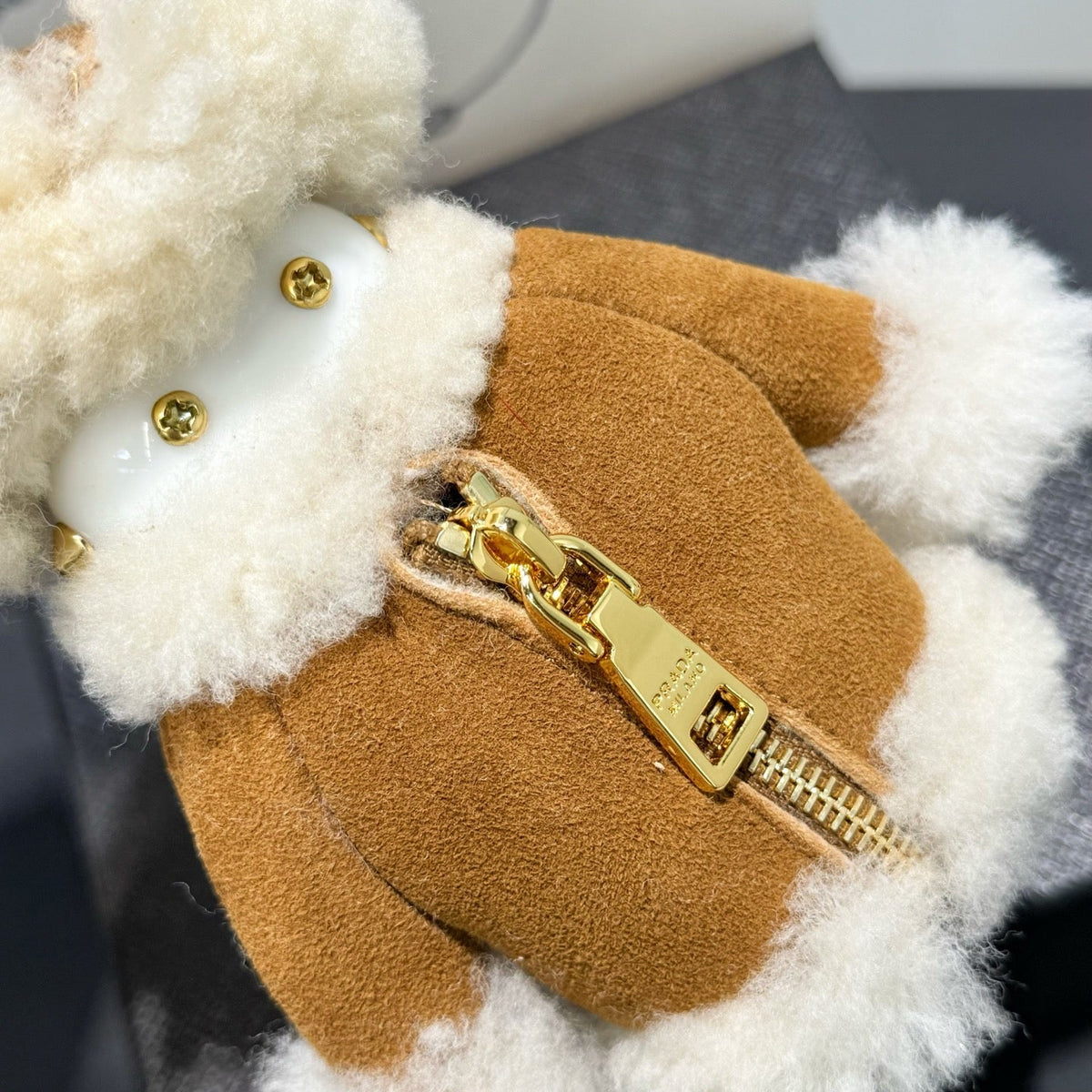 Prada Soft Robot Shearling Bag Charm