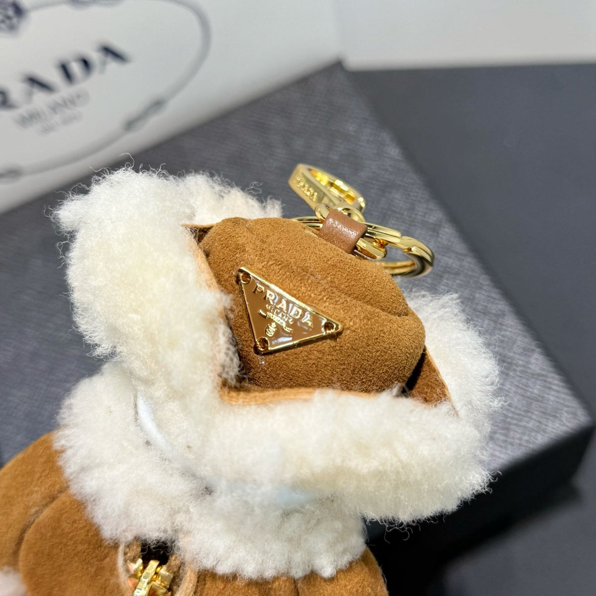 Prada Soft Robot Shearling Bag Charm