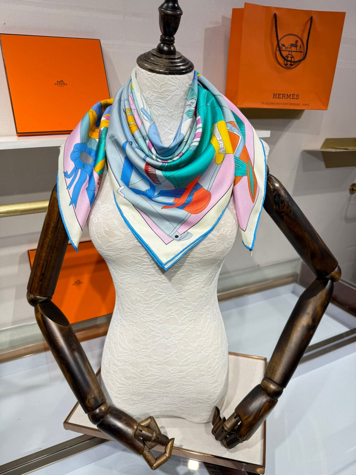 Hermès 2026 Pêle-Mêle Scarf 90cm Colorful Silk 218413