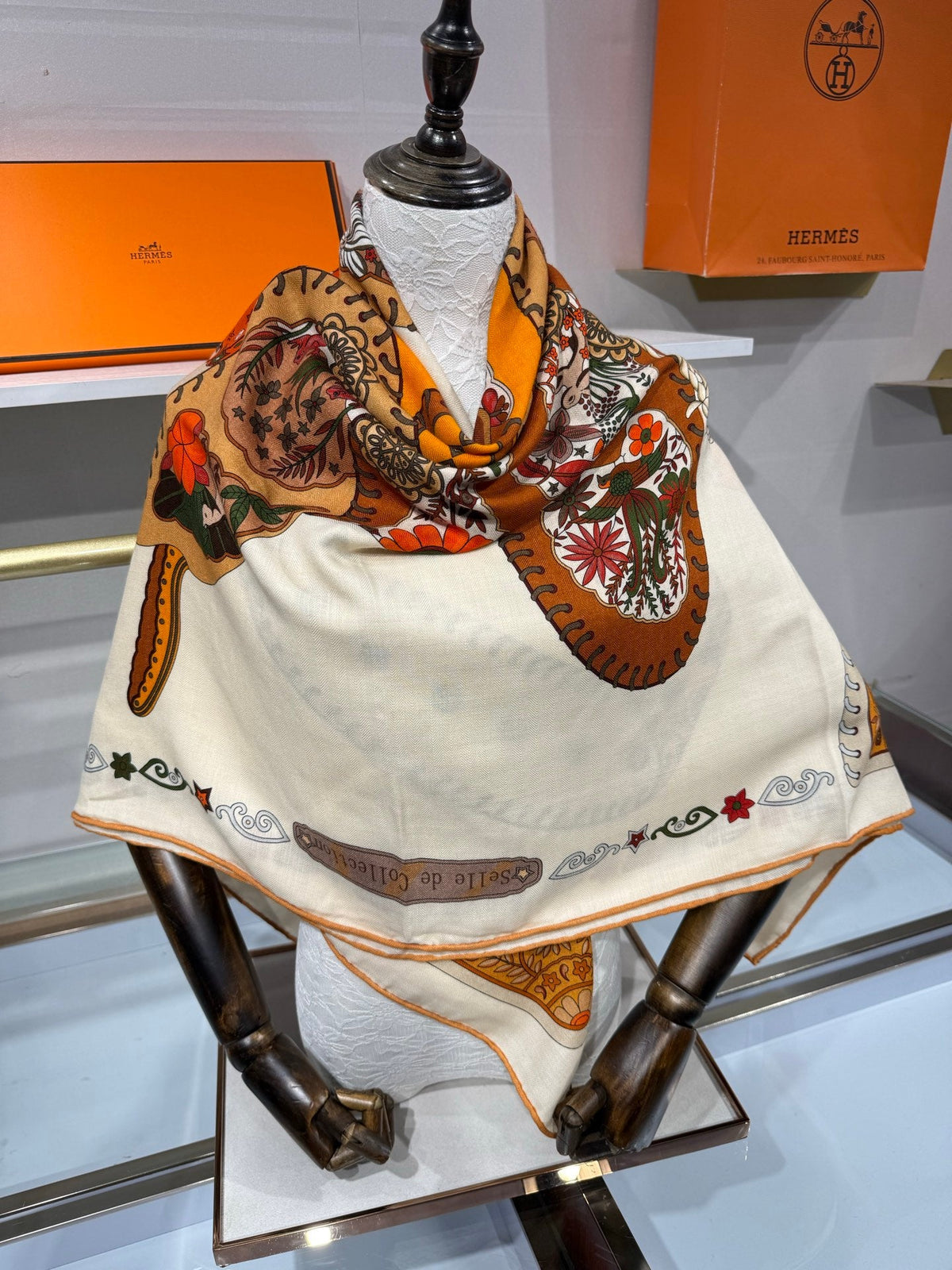 Hermes 2026 Selle de Collection Shawl Scarf 140cm Cashmere Silk 216920
