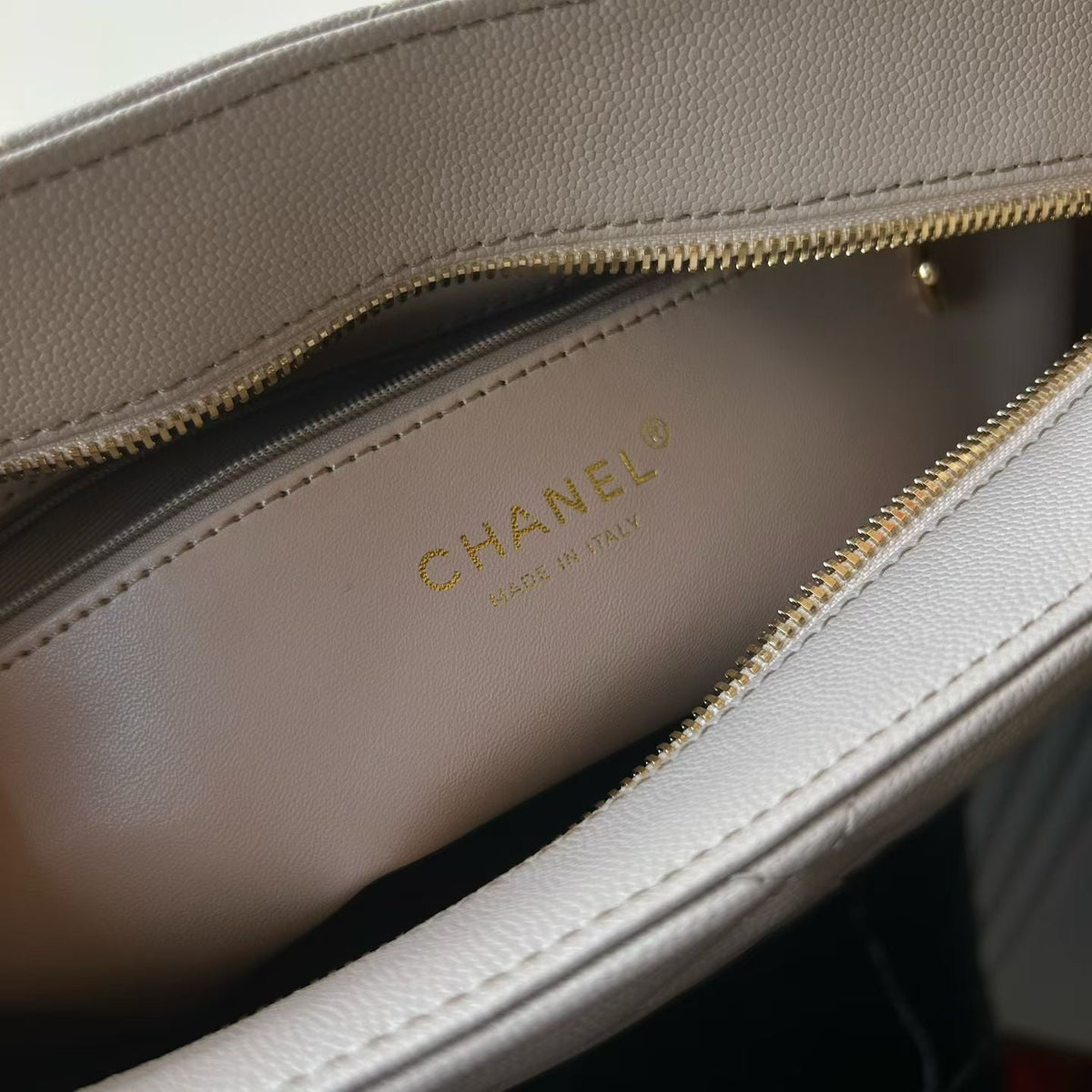 Chanel 2026 Medallion Tote Bag 30cm Light Grey Caviar Cowhide