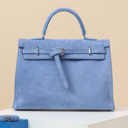 High-end Hermes 2026 Kelly Bag 35cm Bright Blue Suede