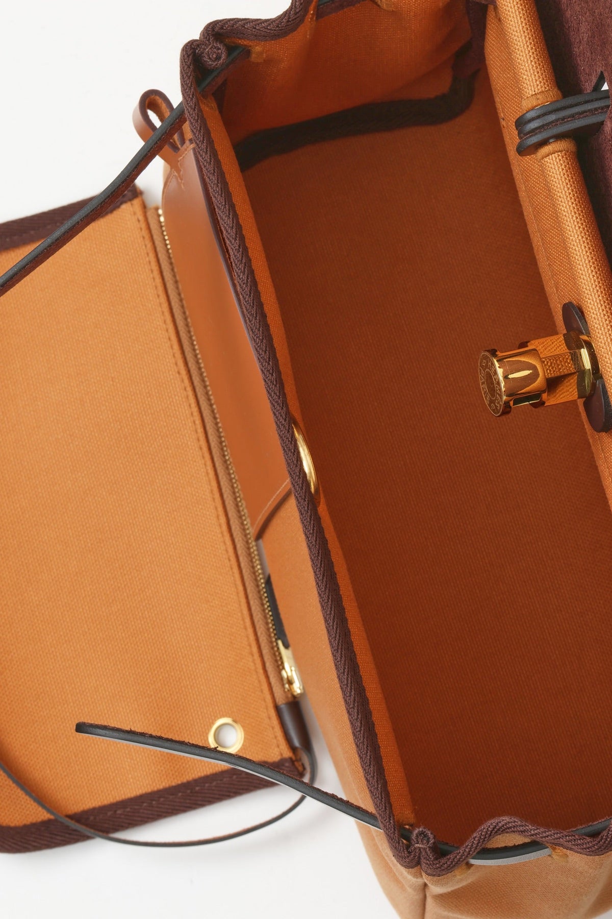 High-end Hermes 2026 Herbag Zip Pocket Bag 31cm Canvas Hunter Leather
