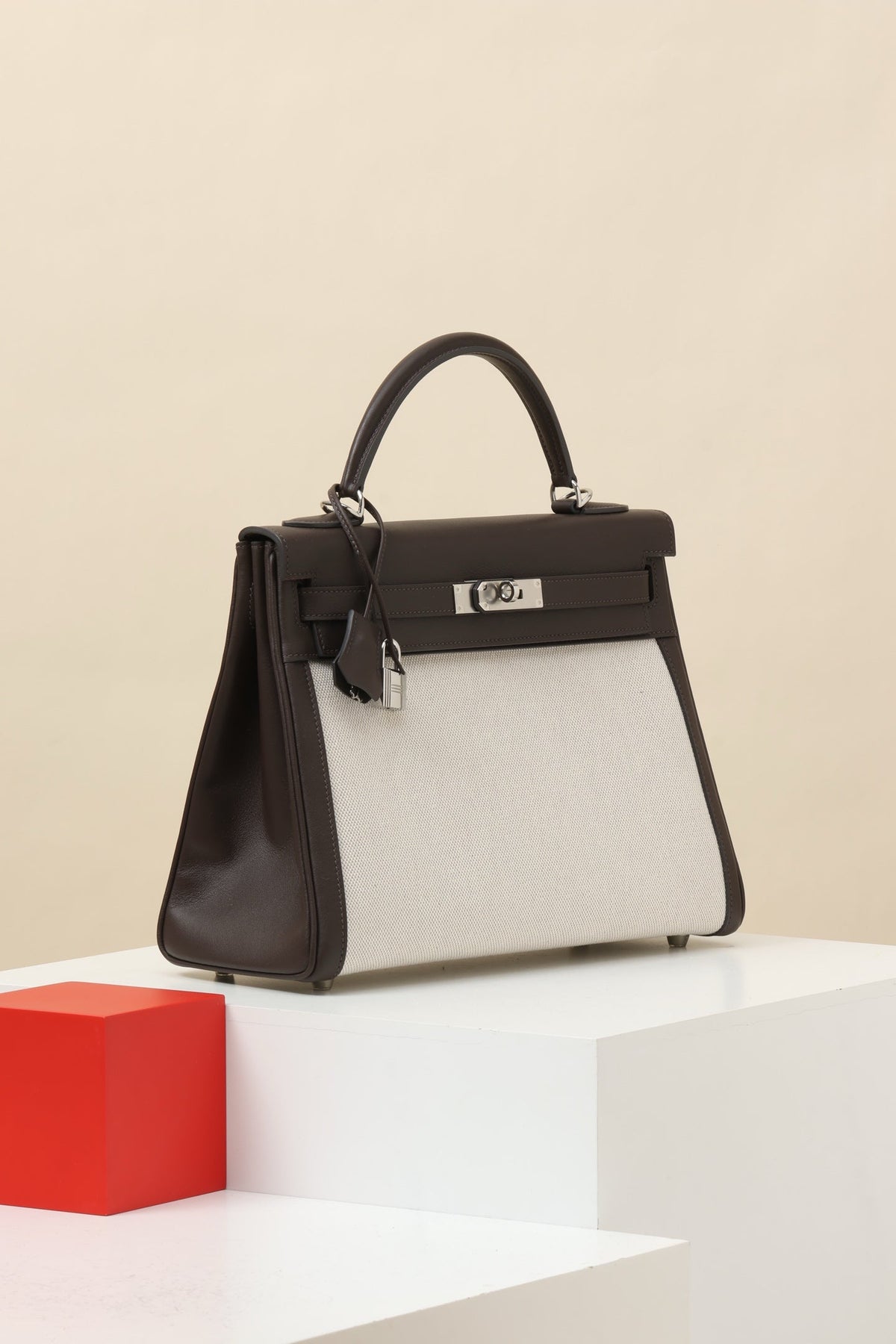 High-end Hermes 2026 Kelly Retourne Bag Leather Canvas