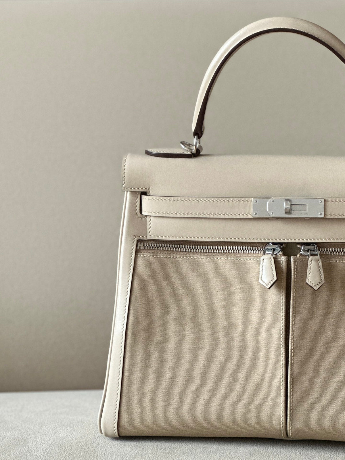 High-end Hermes 2026 Kelly Lakis Bag 32cm Box Leather Canvas
