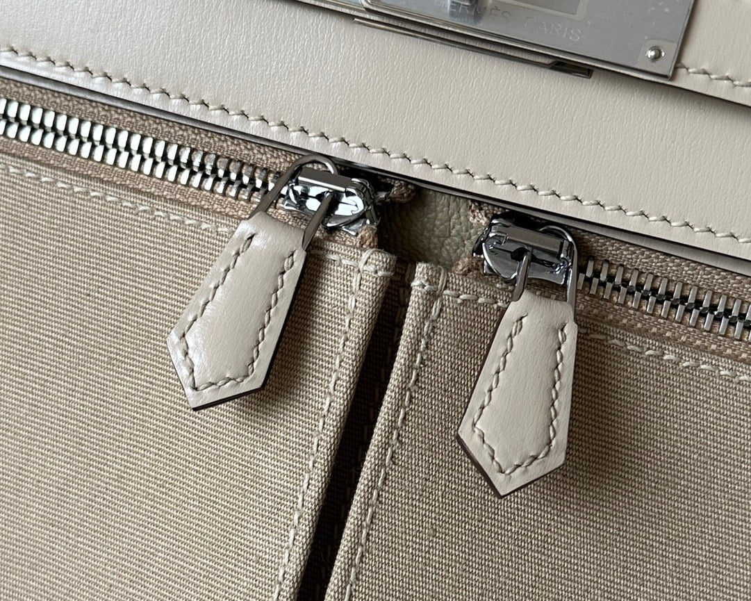 High-end Hermes 2026 Kelly Lakis Bag 32cm Box Leather Canvas
