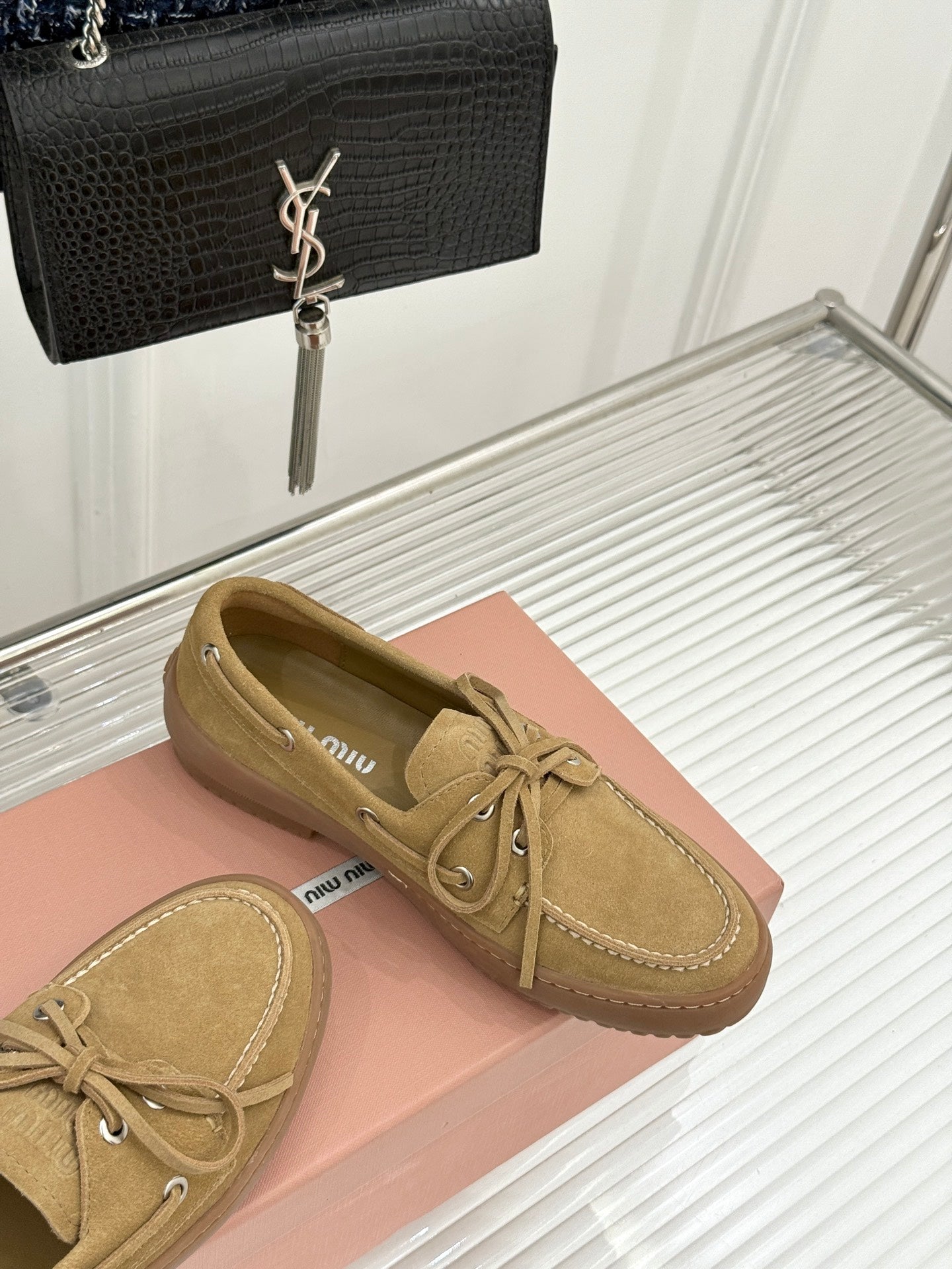 Miu Miu 2026 Lace-Up Loafers Suede Leather 991827