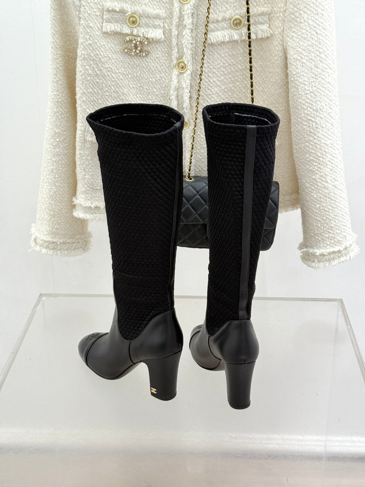 Chanel 2026 Quilted Knee-High Boots Fabric Leather 188488