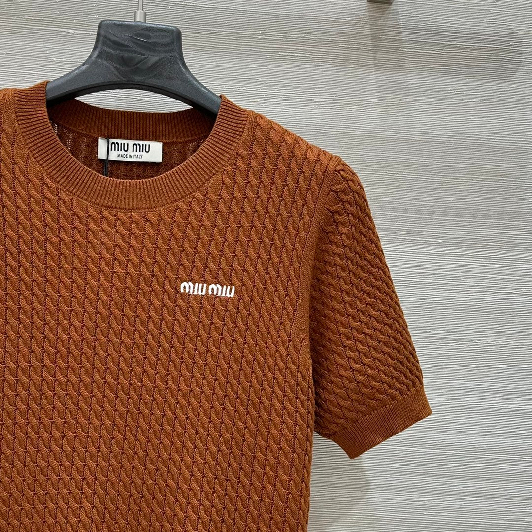 Miu Miu 25 Knitted Top Brown Wool