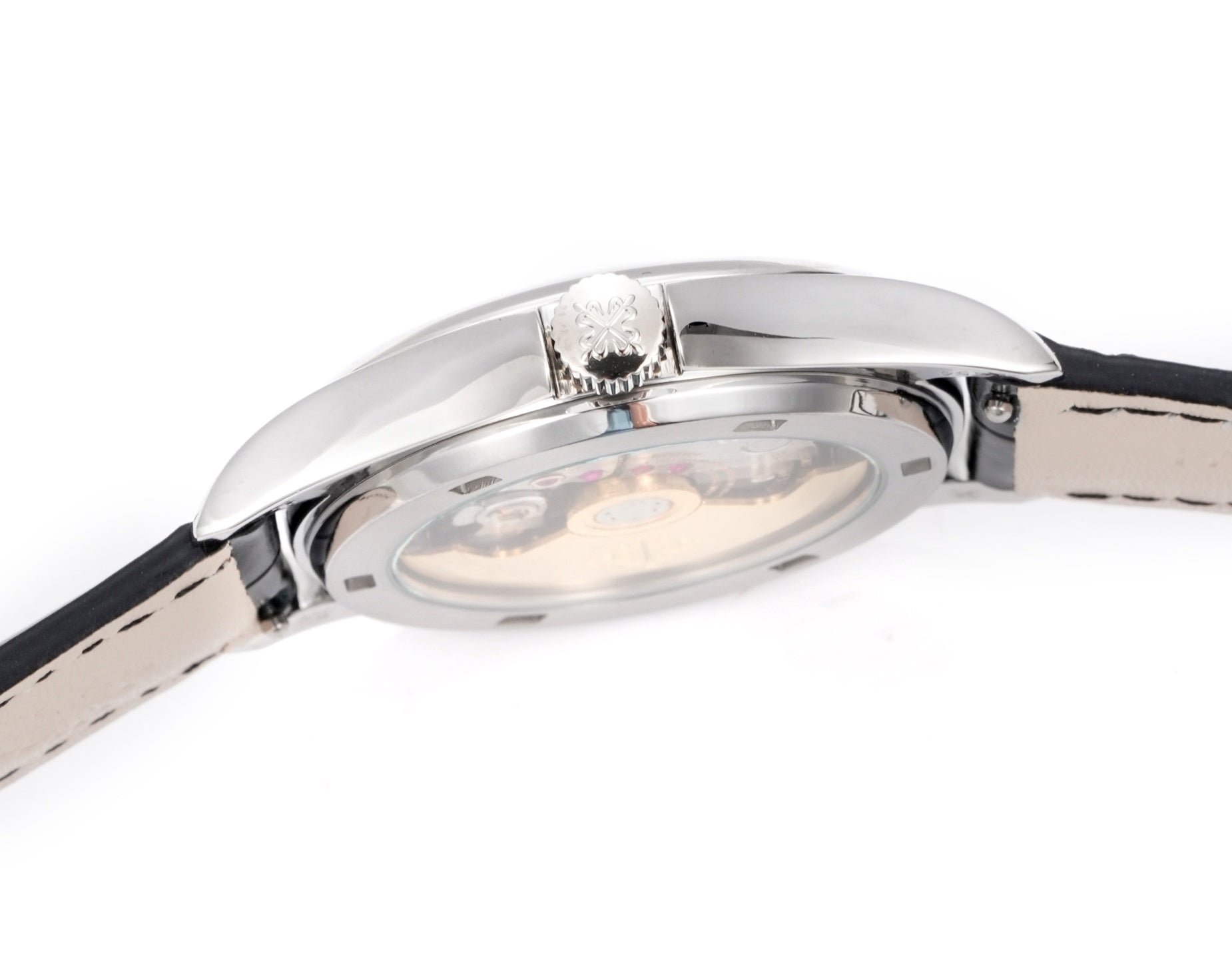 Patek Philippe Calatrava 37mm Black Dial Black Leather Strap