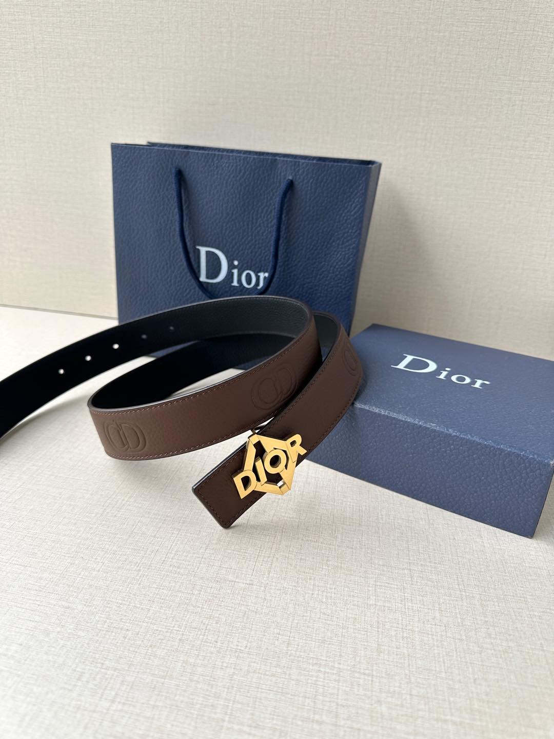 Dior 2026 CD Logo Buckle Belt 35mm Cowhide