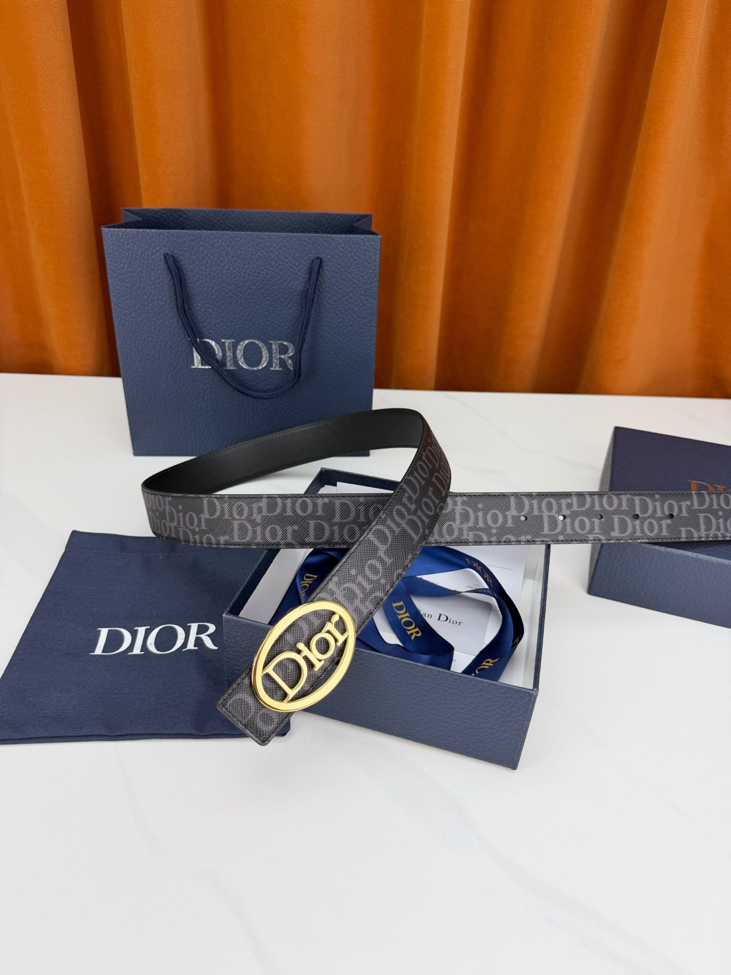 Dior 2026 Oblique Jacquard Belt 35mm Leather