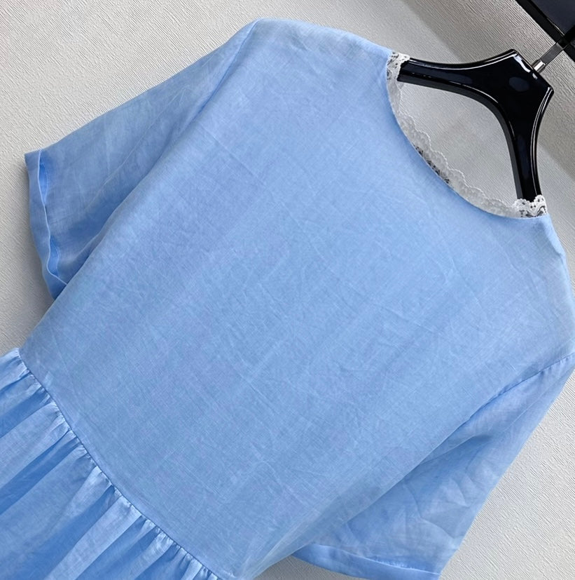 Miumiu 2026 Lace Dress Blue Cotton 431920